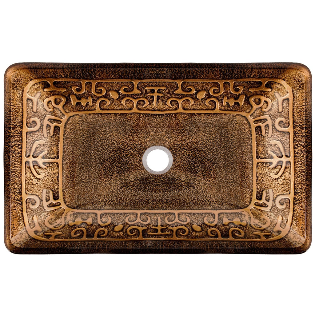 VIGO Glass Rectangular Vessel Bathroom Sink/Basin with Rounded Edges & Deep Bowl, Gold