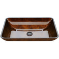 VIGO Glass Rectangular Vessel Bathroom Sink/Basin with Rounded Edges & Deep Bowl, Russet