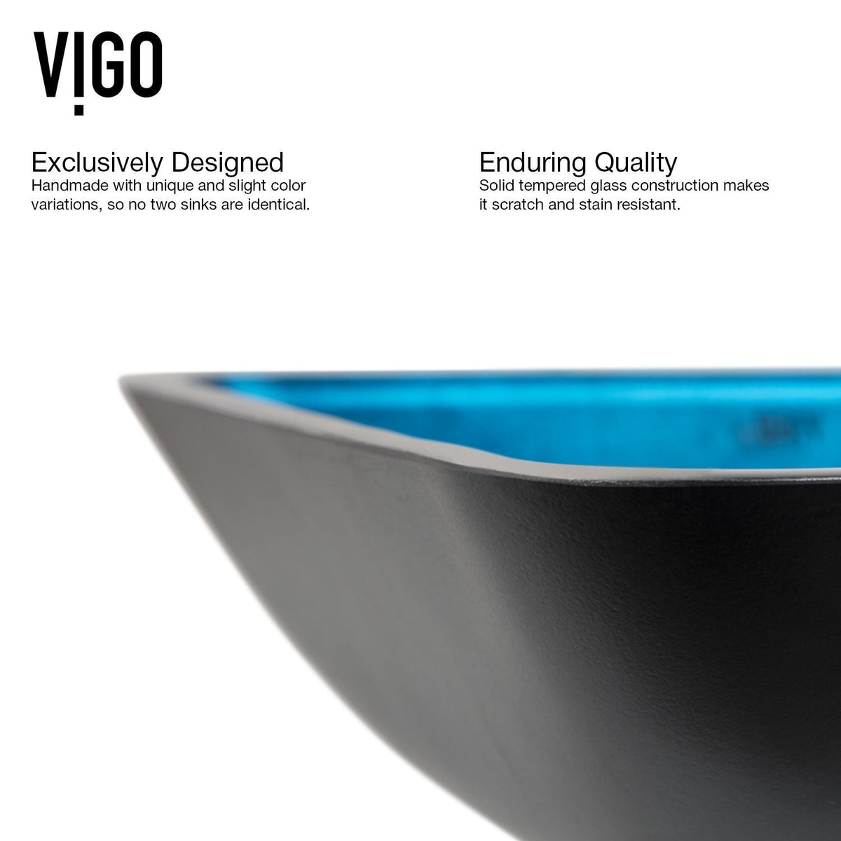 VIGO Glass Turquoise Water Bathroom Sink/Basin Set with Duris Faucet and Rectangular Vessel