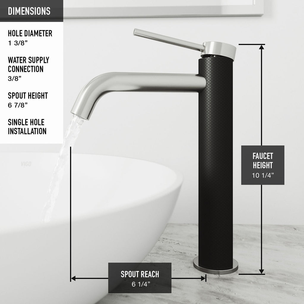 VIGO Lexington Single Handle Vessel Sink Bathroom Faucet with cFiber© Body, Brushed Nickel