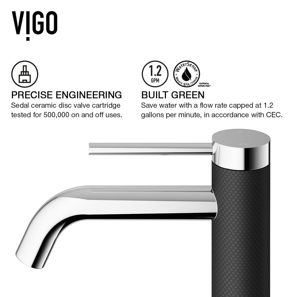 VIGO Lexington Single Handle Vessel Sink Bathroom Faucet with cFiber© Body, Chrome