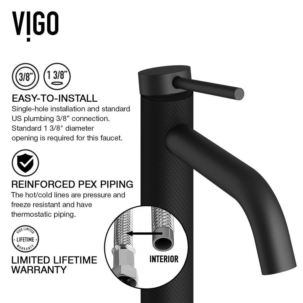 VIGO Lexington Single Handle Vessel Sink Bathroom Faucet with cFiber© Body, Matte Black