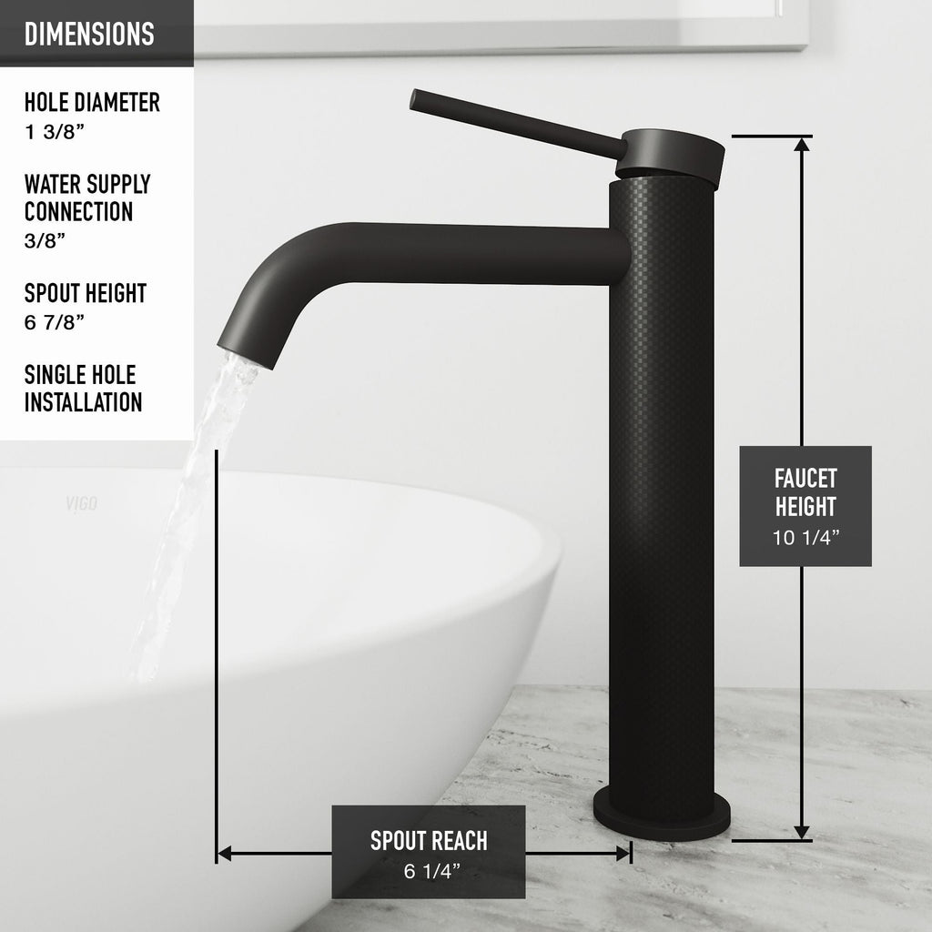 VIGO Lexington Single Handle Vessel Sink Bathroom Faucet with cFiber© Body, Matte Black