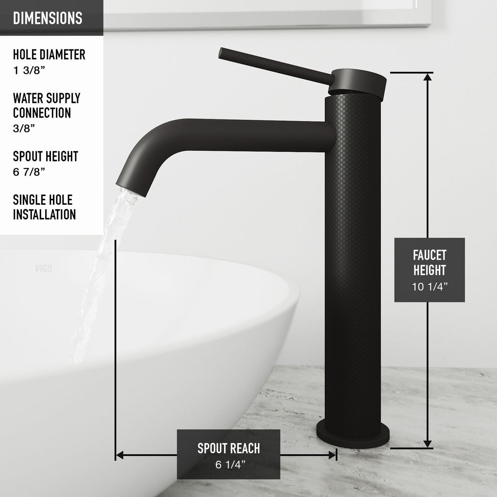 VIGO Lexington Single Handle Vessel Sink Bathroom Faucet with cFiber© Body, Matte Black