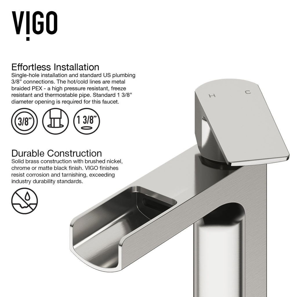 VIGO Marigold MatteStone Matte White Bathroom Sink/Basin Set with Amada Faucet and Rectangular Composite Vessel