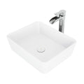 VIGO Marigold MatteStone Matte White Bathroom Sink/Basin Set with Niko Faucet and Rectangular Composite Vessel