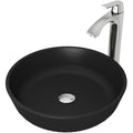 VIGO Modus MatteShell Matte Black Bathroom Sink/Basin Set with Linus Faucet and Round Glass Vessel