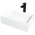 VIGO Montauk MatteStone White Bathroom Sink/Basin Set with Amada Faucet and Rectangular Composite Vessel