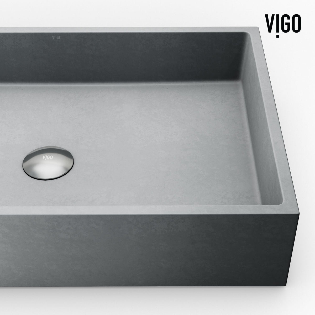 VIGO Orvieto Gothic ConcretoStone 24x15-in Deep Grey Bathroom Sink/Basin with Rectangular Vessel