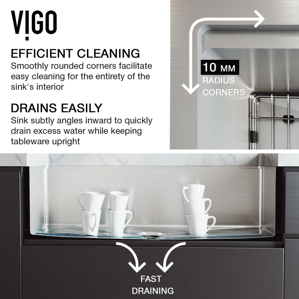 VIGO Oxford 1-Bowl Stainless Steel Apron Front Farmhouse Kitchen Sink with Accessories, 33-in