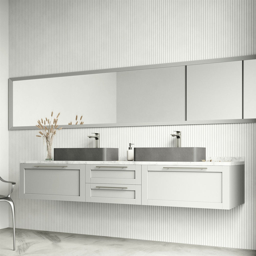 VIGO Palazzo Gothic ConcretoStone 24x11-in Deep Grey Bathroom Sink/Basin with Rectangular Vessel