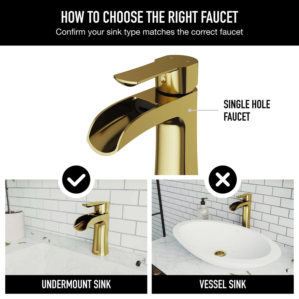 VIGO Paloma Single Handle Single Hole Bathroom Sink Faucet, WaterSense Certified, Matte Gold