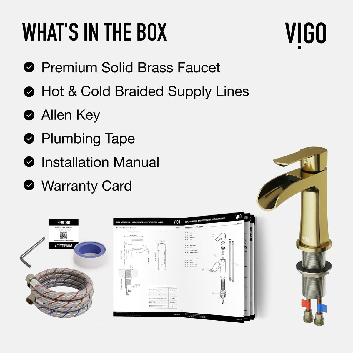 VIGO Paloma Single Handle Single Hole Bathroom Sink Faucet, WaterSense Certified, Matte Gold