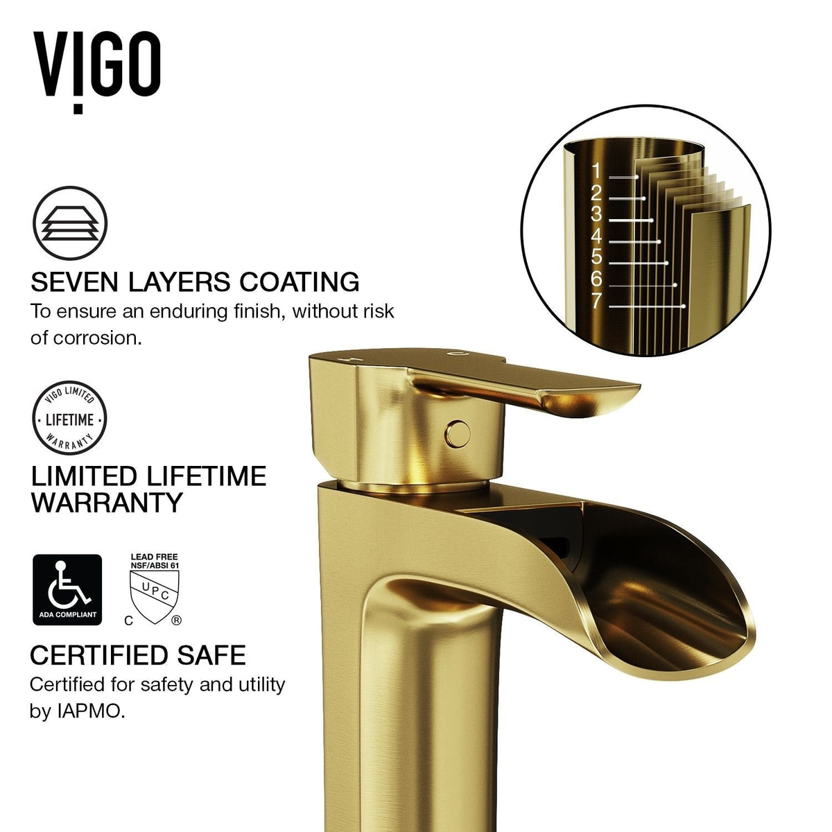 VIGO Paloma Single Handle Single Hole Bathroom Sink Faucet, WaterSense Certified, Matte Gold