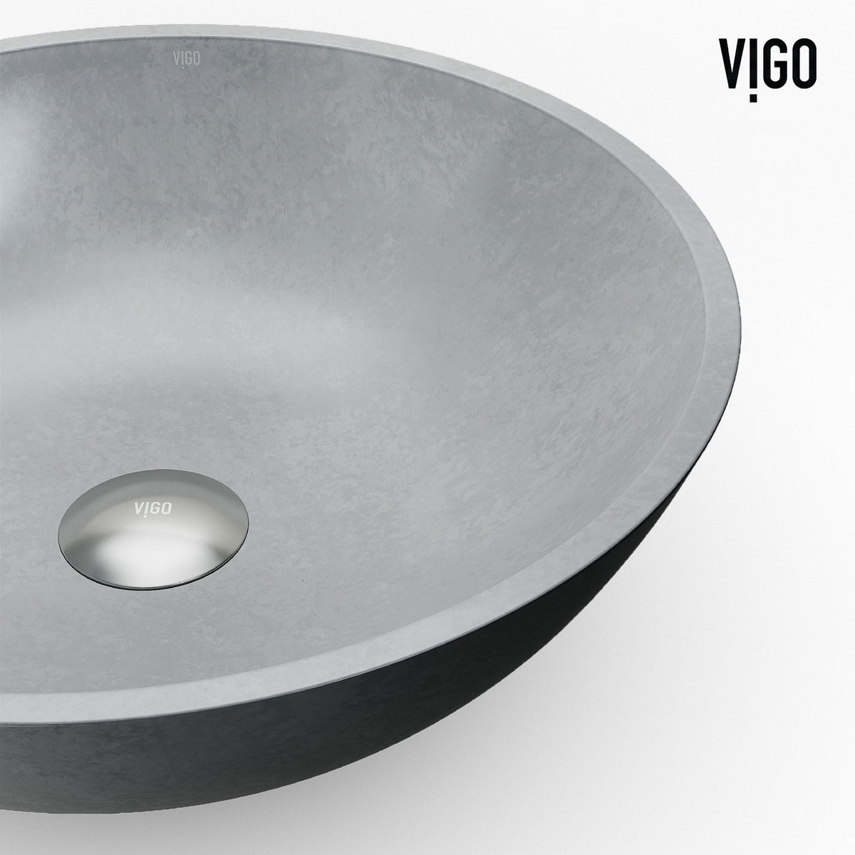 VIGO Ravenna Gothic ConcretoStone 16x16-in Deep Grey Bathroom Sink/Basin with Round Vessel