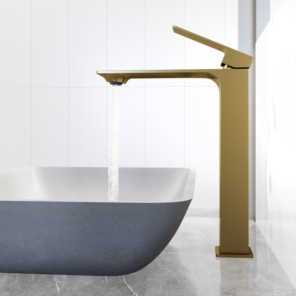 VIGO Ravenna Gothic ConcretoStone Grey Bathroom Sink/Basin Set with Dunn Faucet and Round Vessel