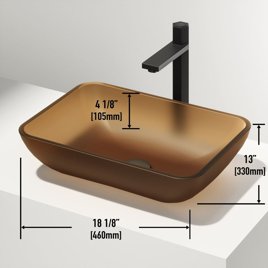 VIGO Sottile MatteShell Amber Bathroom Sink/Basin Set with Gotham Faucet and Glass Vessel