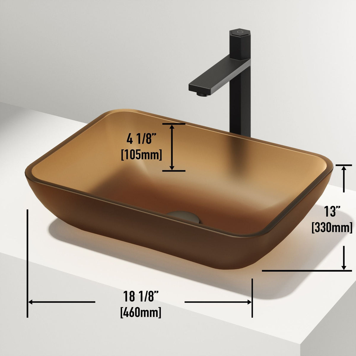 VIGO Sottile MatteShell Amber Bathroom Sink/Basin Set with Gotham Faucet and Glass Vessel