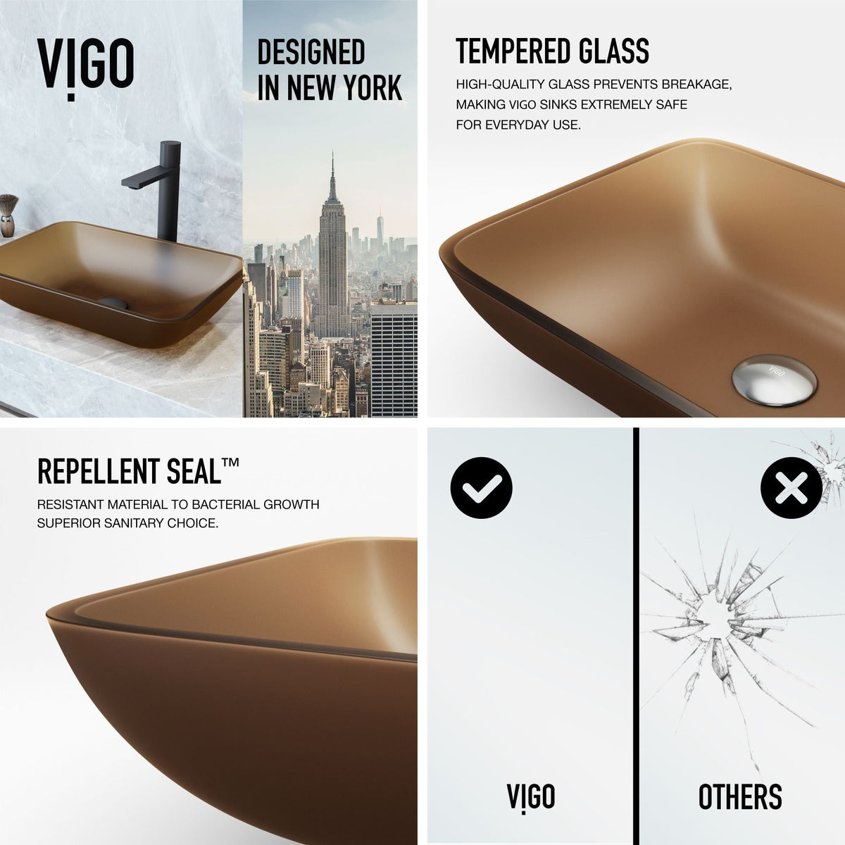 VIGO Sottile MatteShell Amber Bathroom Sink/Basin Set with Gotham Faucet and Glass Vessel