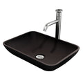 VIGO Sottile MatteShell Matte Black Bathroom Sink/Basin Set with Cass Faucet and Glass Rectangular Vessel