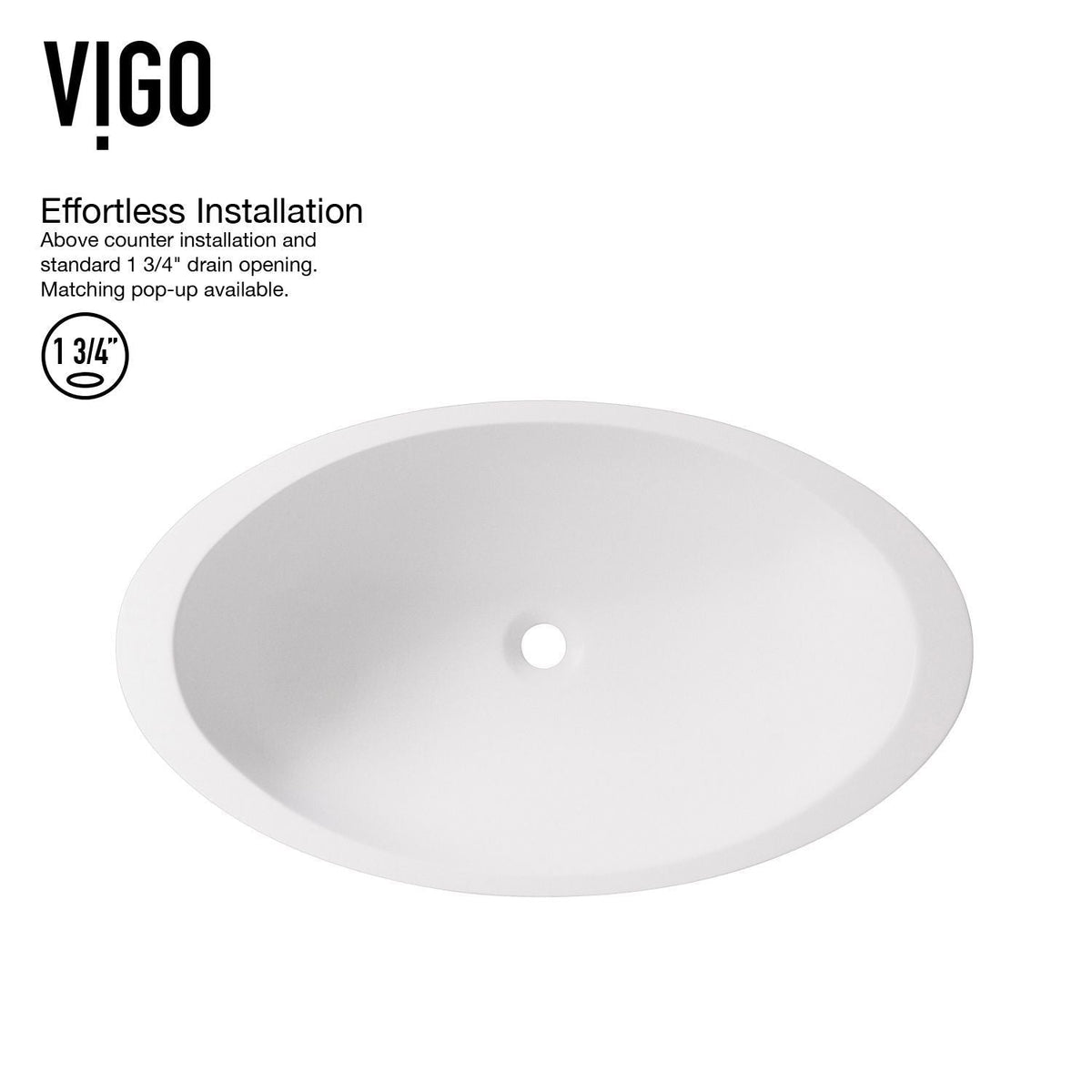 VIGO Wisteria MatteStone White Bathroom Sink/Basin Set with Norfolk Faucet and Oval Composite Vessel