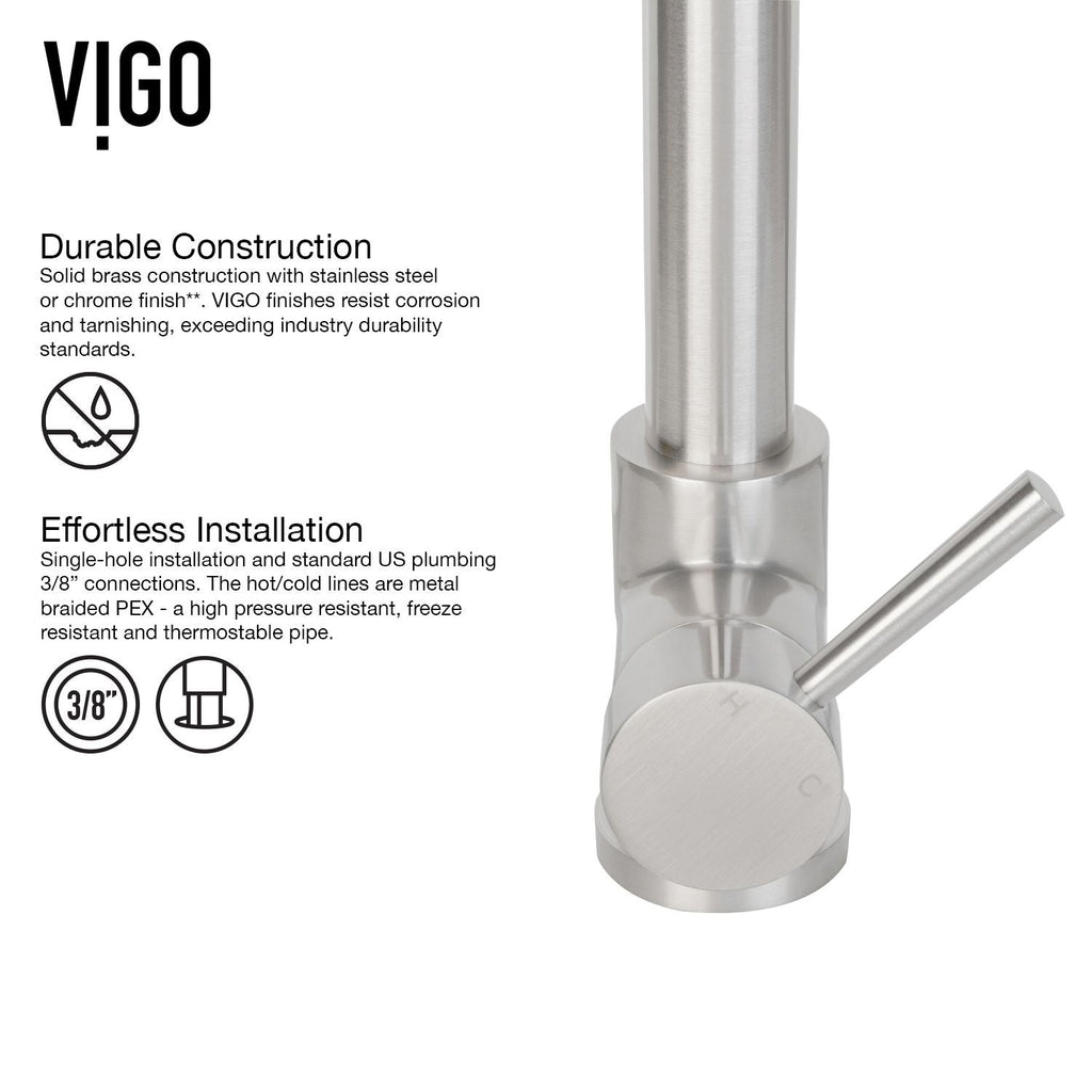VIGO Zurich Single Handle Pull Down Spray Kitchen Faucet, Stainless Steel