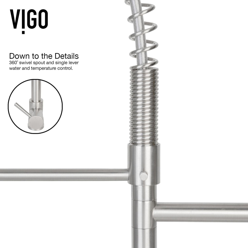 VIGO Zurich Single Handle Pull Down Spray Kitchen Faucet, Stainless Steel