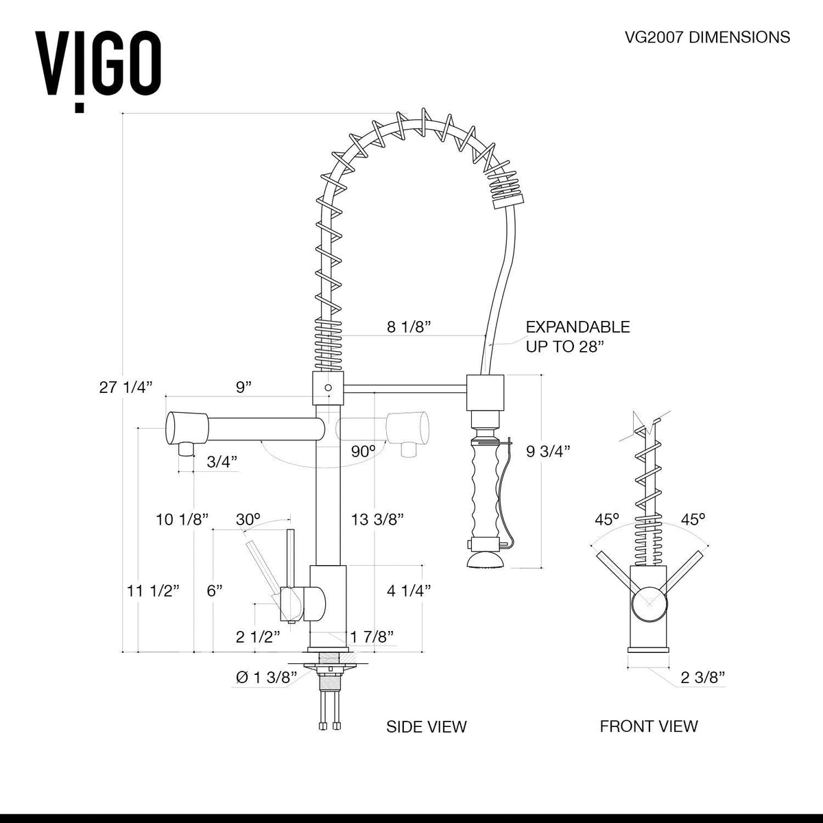 VIGO Zurich Single Handle Pull Down Spray Kitchen Faucet, Stainless Steel