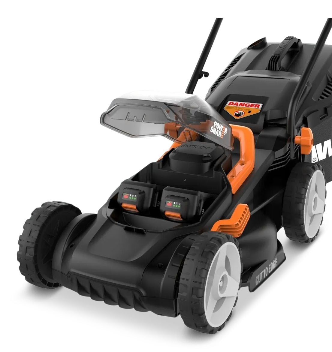 WORX WG779 40V Power Share Cordless Mulching Poly Lawn Mower, 14-in