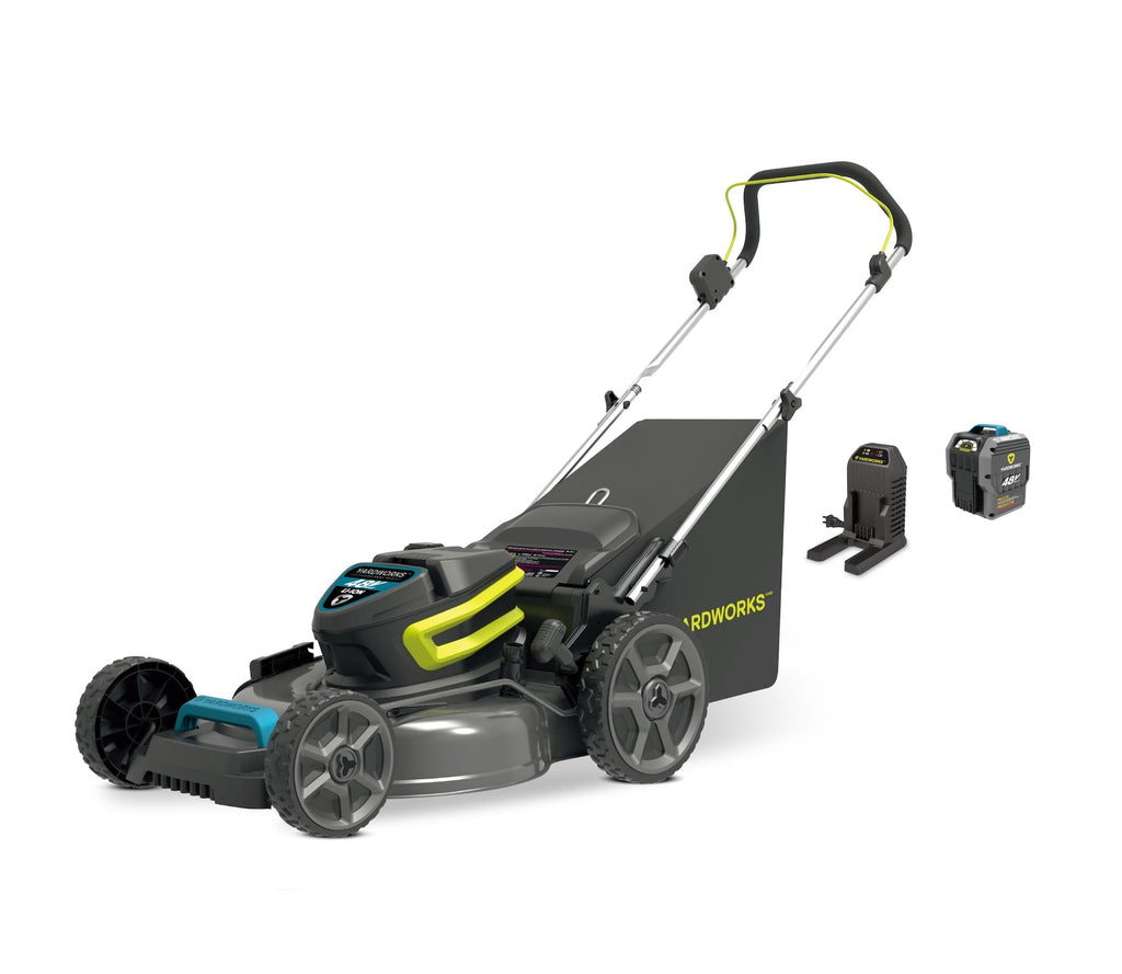 Yardworks 48V 3-in-1 Cordless Brushless Push Lawn Mower, 20-in with 5Ah Battery & Charger